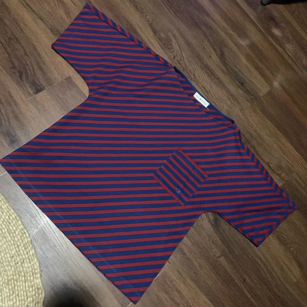 Tory Burch Logo-embroidered striped cotton-jersey T-shirt 258$ s NWOT oversized
